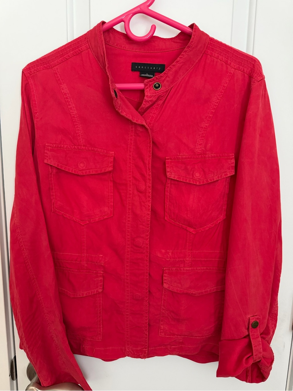 Sanctuary Vibrant Red Utility Jacket with Four Pockets